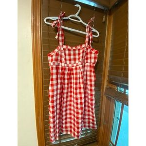 Tie-Shoulder Gingham Mini Babydoll Swing Dress for Women